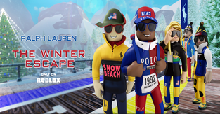 Outfits from the Ralph Lauren Winter Escape on Roblox.