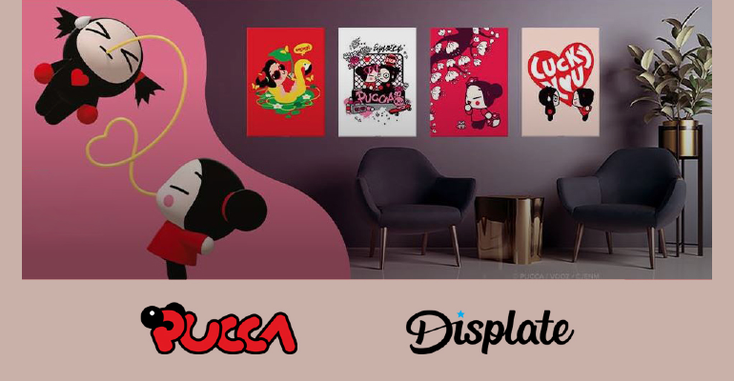 The Displate x "Pucca" posters, available in four different designs. The Displate x "Pucca" posters, available in four different designs.