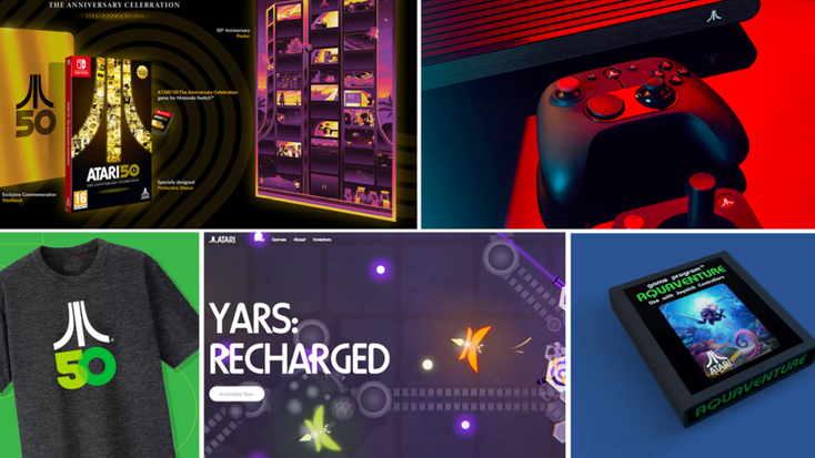 Atari products including a T-shirt, controller and more. Atari products including a T-shirt, controller and more.
