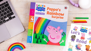 "Peppa's Rainbow Surprise," a book from the "Learn with Peppa" collection.