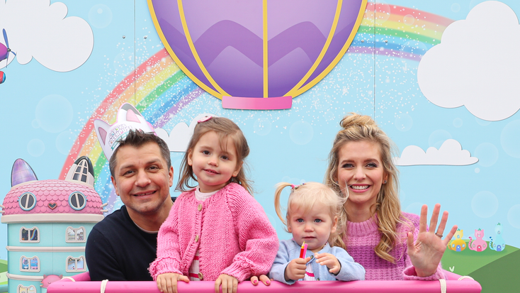 Rachel Riley with family at the “Gabby On the Go!” experience. Rachel Riley with family at the “Gabby On the Go!” experience.