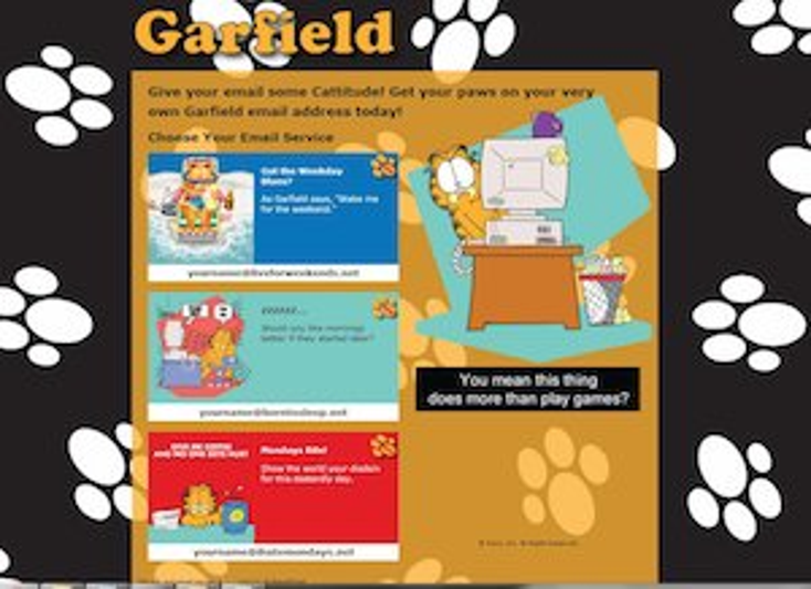 Garfield E-mail Hits the Web Garfield E-mail Hits the Web