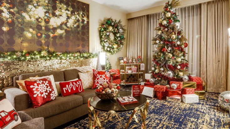 “Glam Christmas” suite at Hilton Las Vegas at Resorts World.