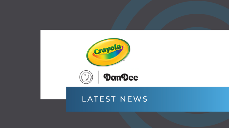 Crayola and DanDee logos, respectively. Crayola and DanDee logos, respectively.