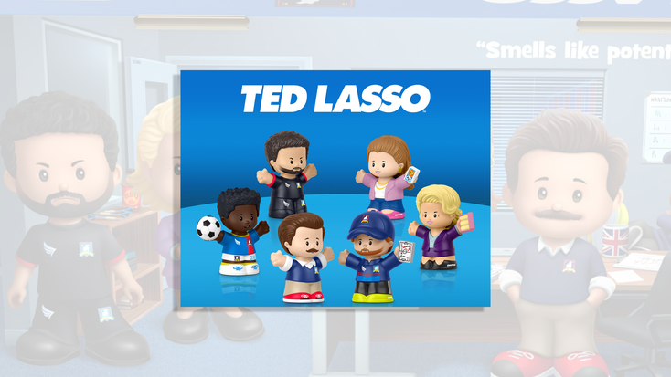 All six "Ted Lasso" Little People collectors figures.