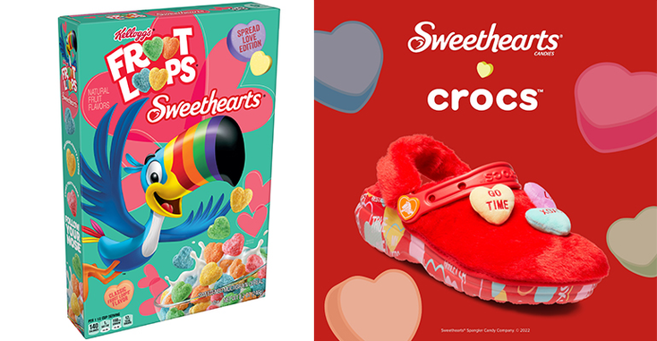 Sweetharts Crocs alongside Sweethearts Froot Loops