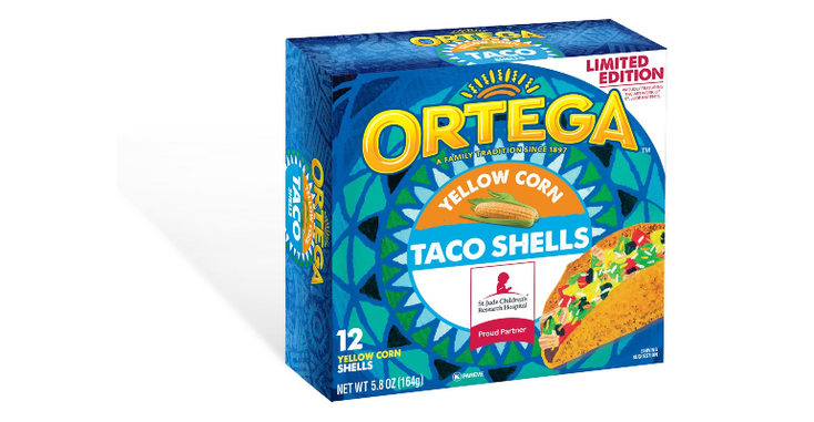Ortega taco shells featuring art from St. Jude's patient Victoria