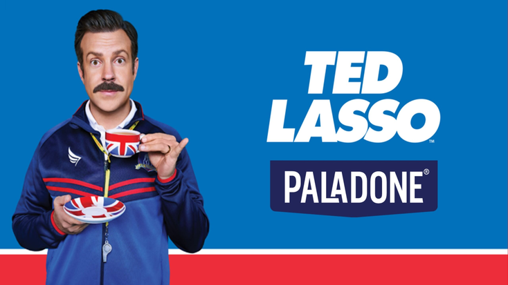Promotional image for "Ted Lasso" and Paladone collaboration.