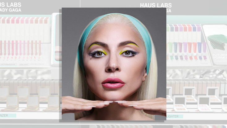 Lady Gaga wearing Haus Labs makeup.