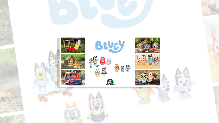 Some of the new "Bluey" toys available in Italy.