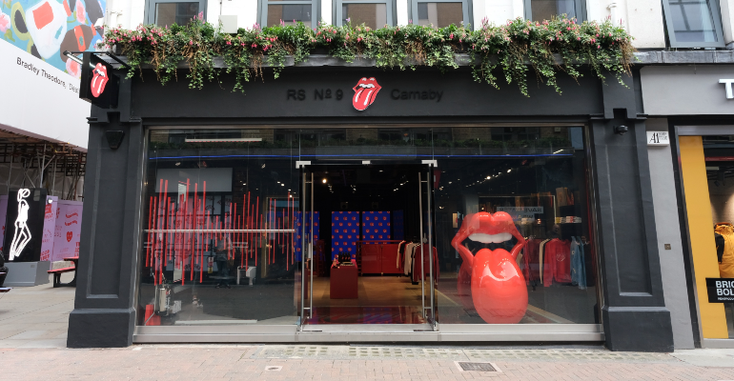 A Rolling Stones-themed storefront