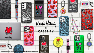 An assortment of accessories from the Keith Haring and CASETiFY collaboration.