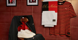 Pieces from the AC Milan capsule collection featuring T-shirts and track pants 