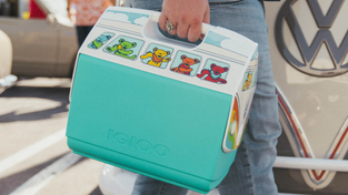 The Grateful Dead Playmate cooler featuring the group's signature dancing bears.