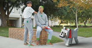 Two models wearing "Minecraft" merchandise from PUMA