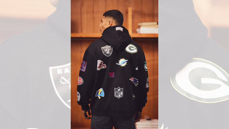 boohooMAN hoodie featuring logos from all 32 NFL teams.