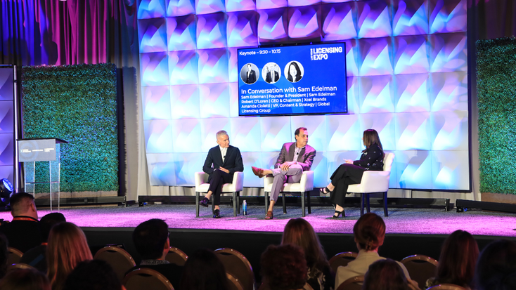 Sam Edelman and Robert D’Loren with Amanda Cioletti, vice president content and strategy, License Global Sam Edelman and Robert D’Loren with Amanda Cioletti, vice president content and strategy, License Global