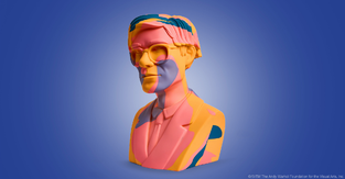 An Andy Warhol bust made by Kidrobot