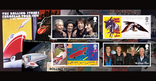 Four of the eight limited-edition Rolling Stones stamps