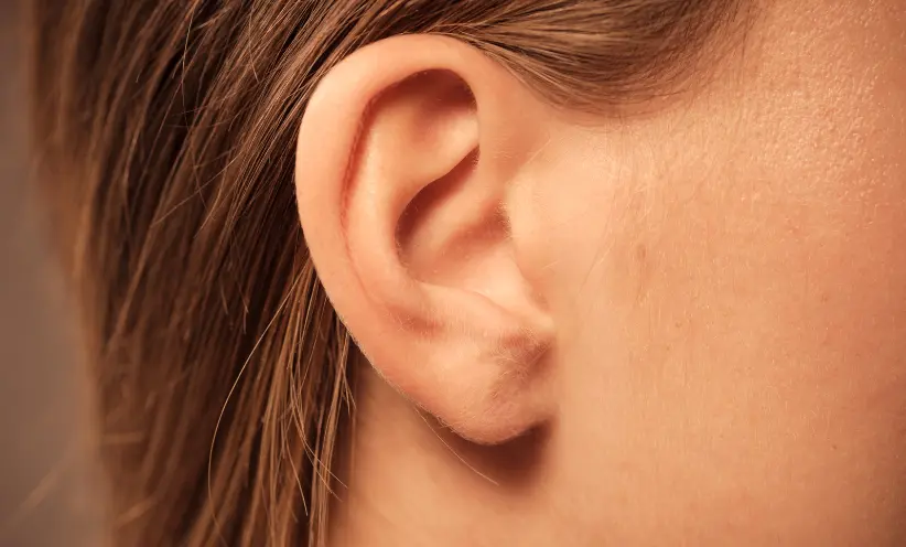 Rechtes Ohr von einer Frau wird gezeigt.webp
