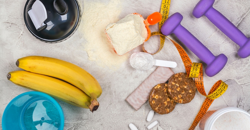 protein powder, vitamins, fruit, weights.jpg