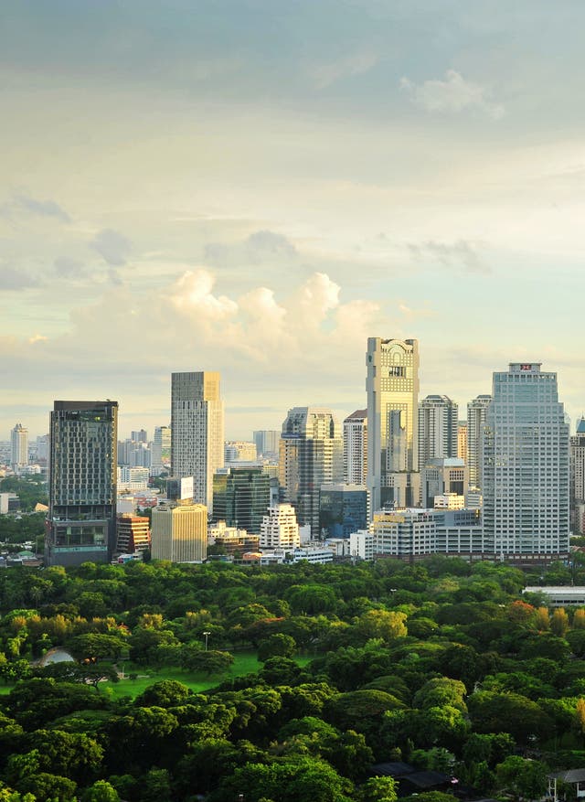 Shopping in Thailand Thailand Bangkok Park Fluss Skyline