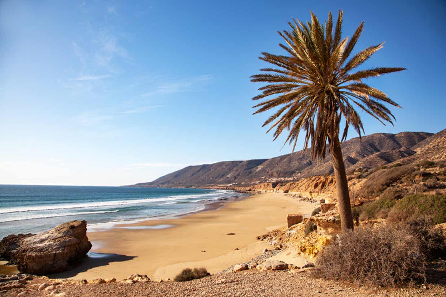 Afrika beste Reisezeit: Strand in Agadir