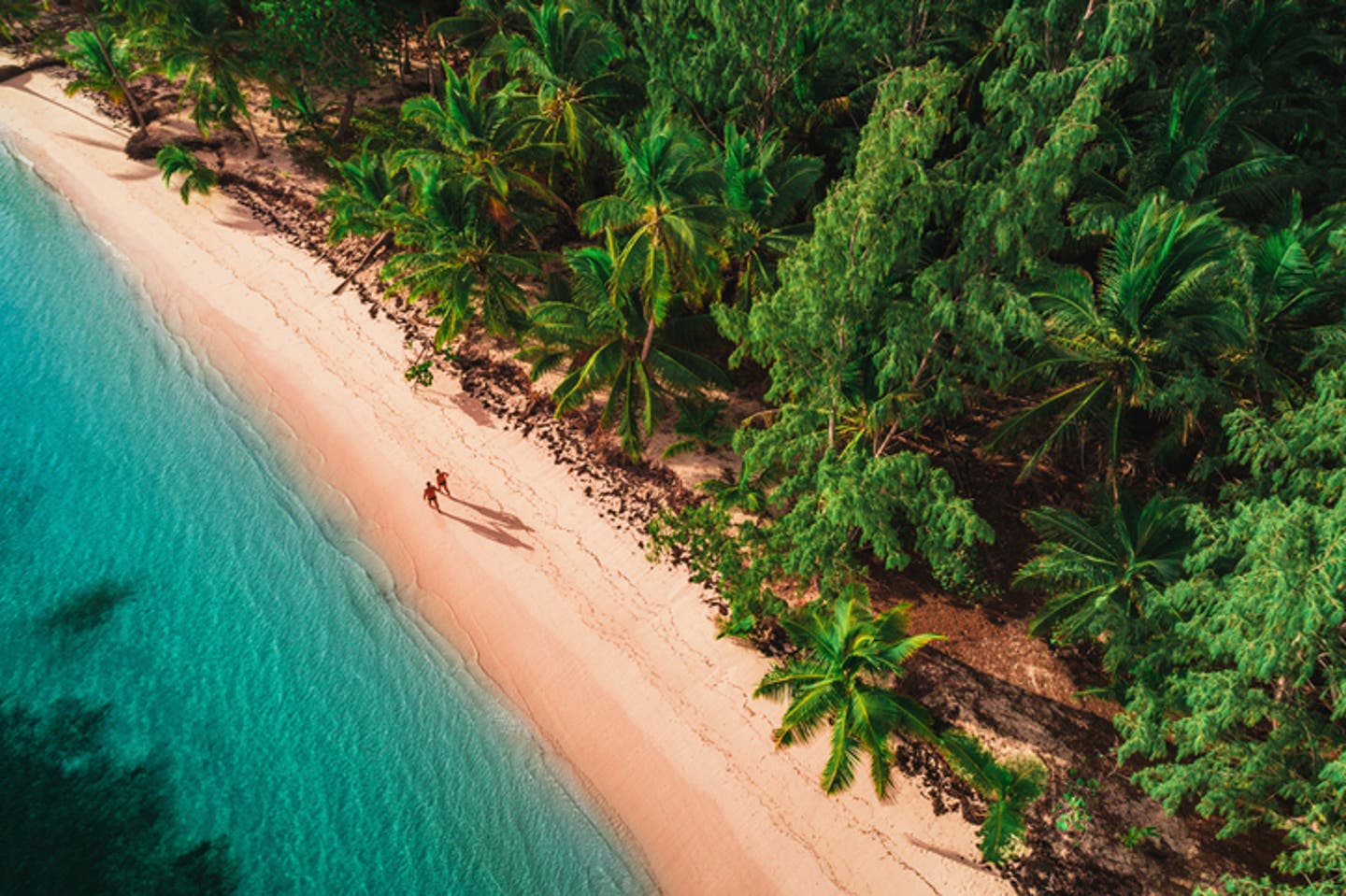 Karibik beste Reisezeit: Luftaufnahme eines tropischen Strandes