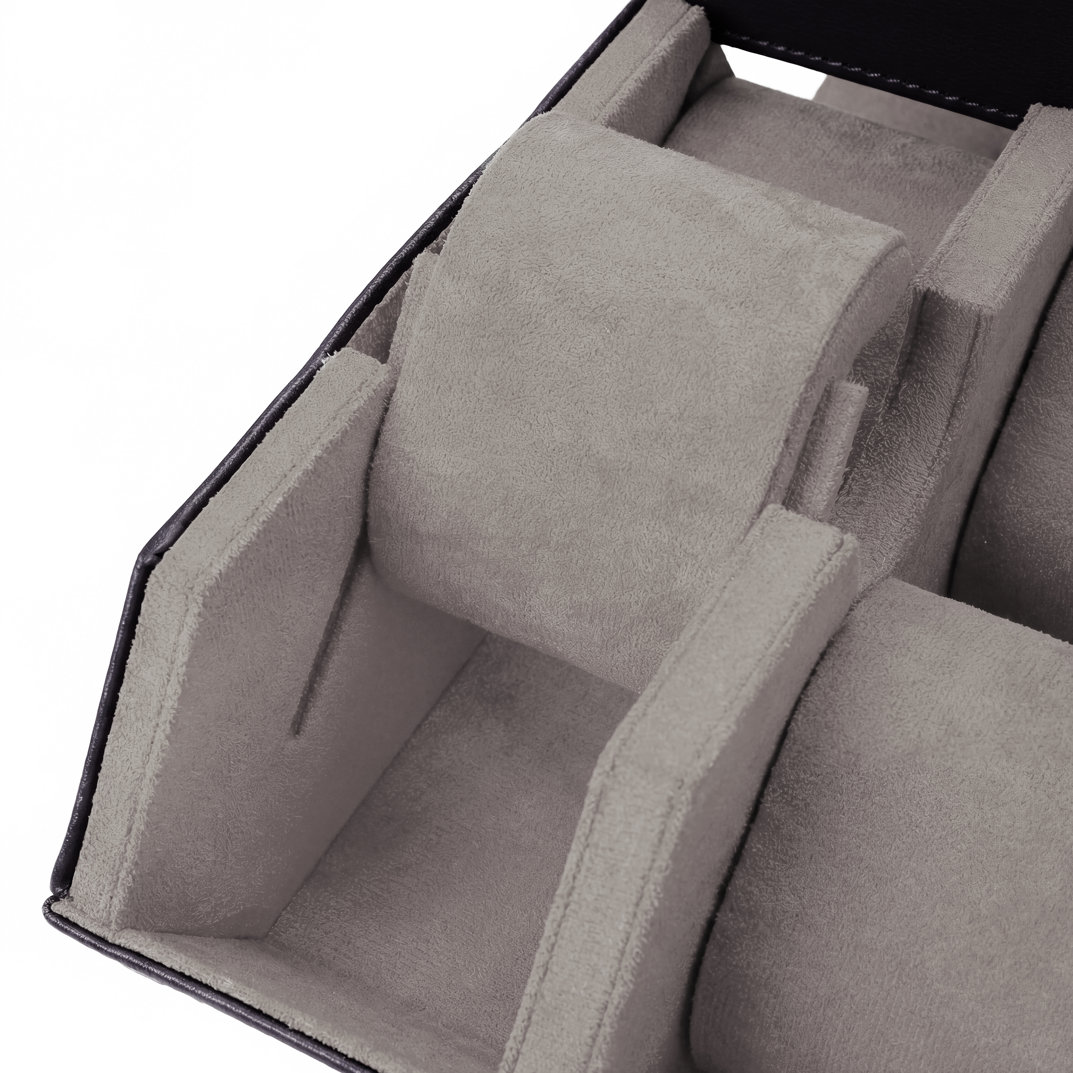 Hexa | Caja para relojes hexagonal de cuero sintético negro y gris para 6 relojes - 5