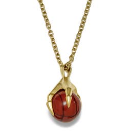 Jax Gold-Tone Stainless Steel Claw Necklace with Red Jasper Stone