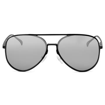 Černé zrcadlové polarizační sluneční brýle aviator 