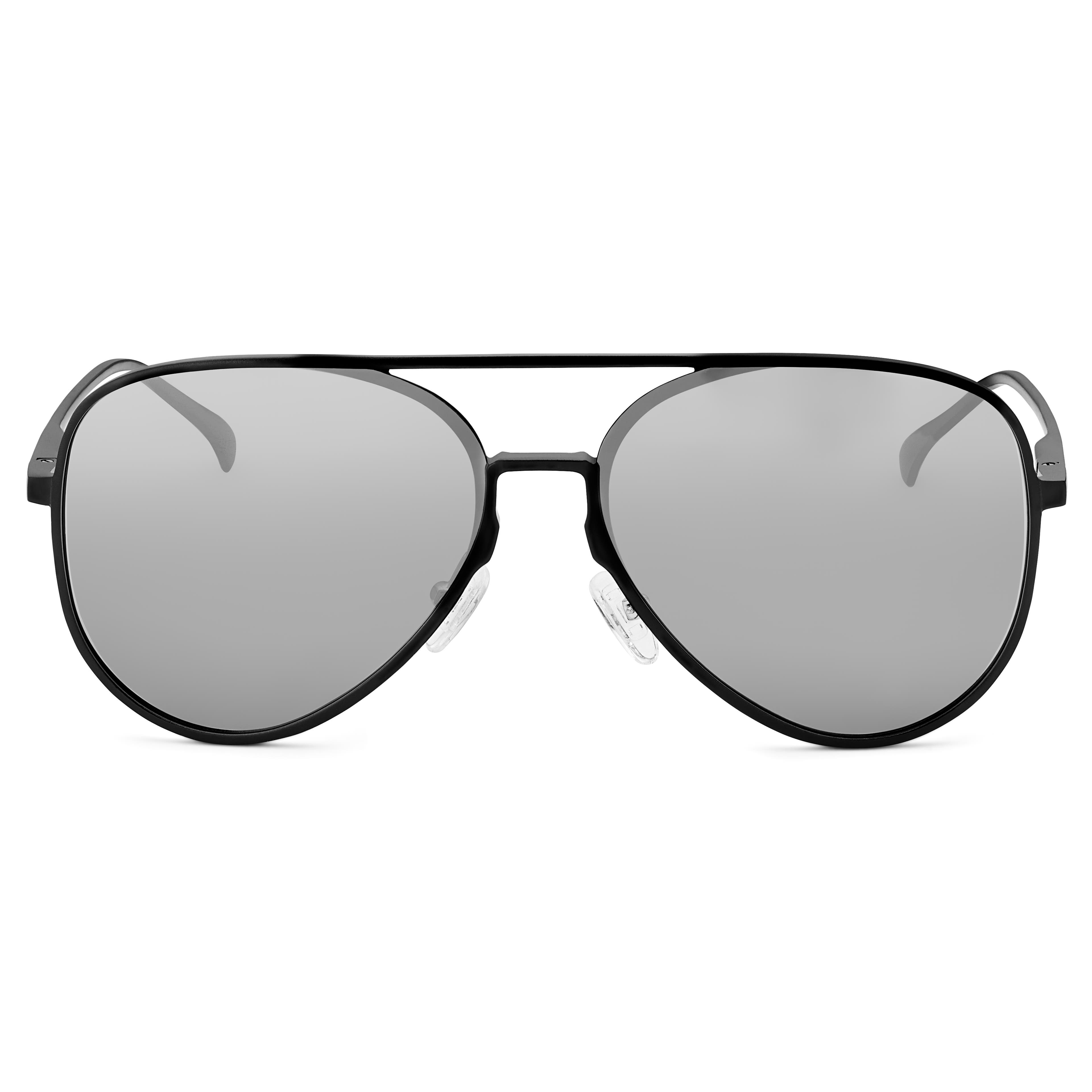 Czarne lustrzane polaryzacyjne okulary przeciwsłoneczne Aviator