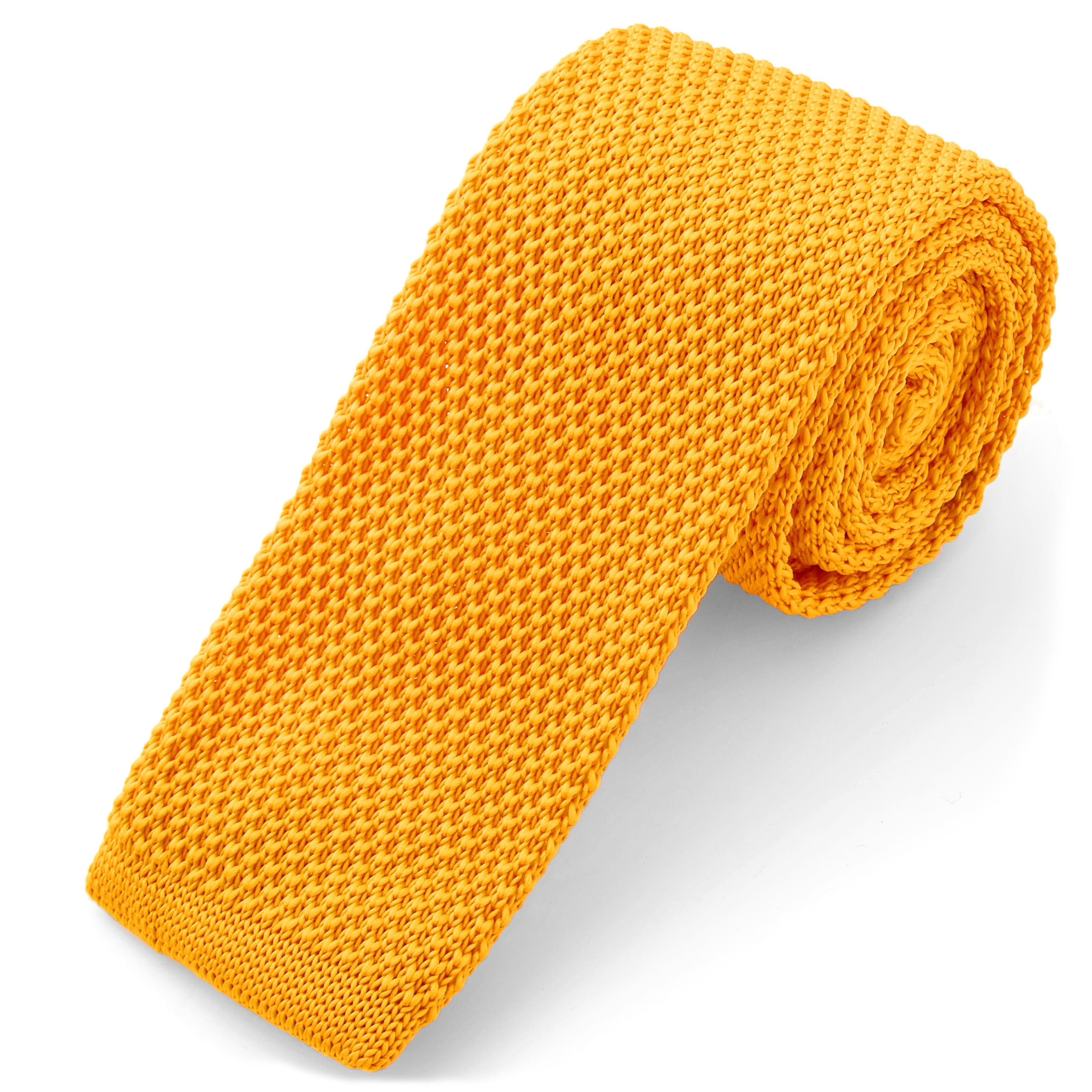 Žlutá pletená kravata 