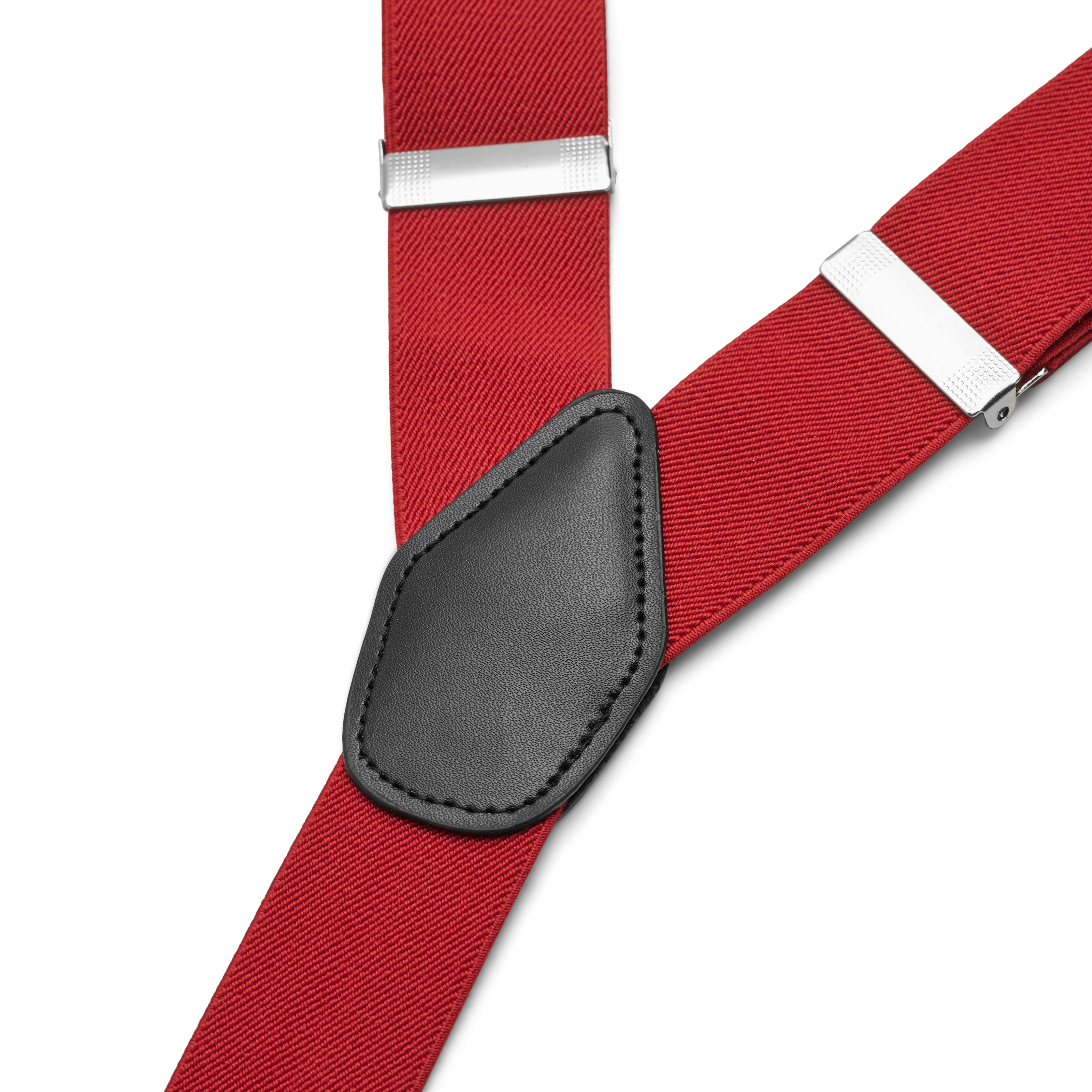 Wide Dark Red Split Button Braces - 2