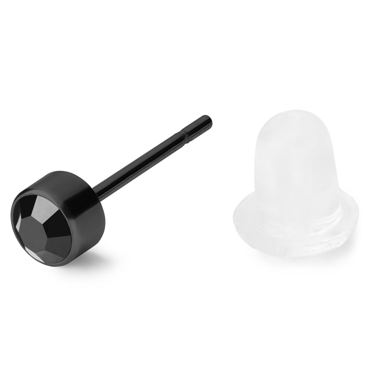 Pendiente redondo de circonita cúbica negro de 3 mm Pendiente redondo de circonita cúbica negro de 3 mm