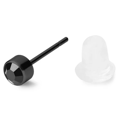 3MM Rund Ørering i Sort med Kubisk Zirkoniumstein 3MM Rund Ørering i Sort med Kubisk Zirkoniumstein