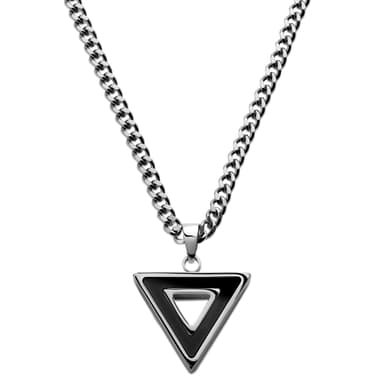 Cruz | Collar Triangular de Acero Inoxidable Plateado y Ónix Negro Cruz | Collar Triangular de Acero Inoxidable Plateado y Ónix Negro