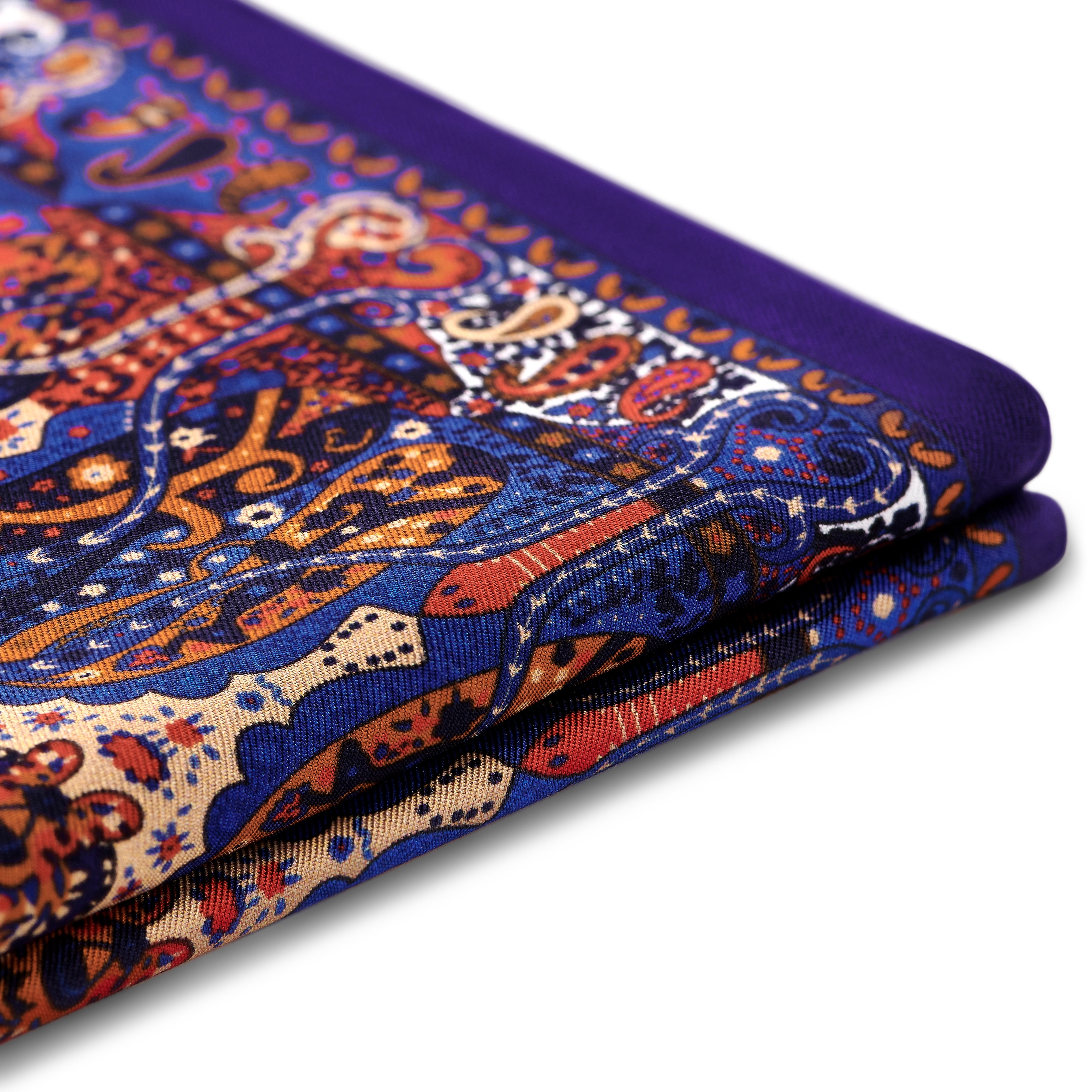 Elegio | Pañuelo de bolsillo reversible de seda con estampado azul y lunares - 4