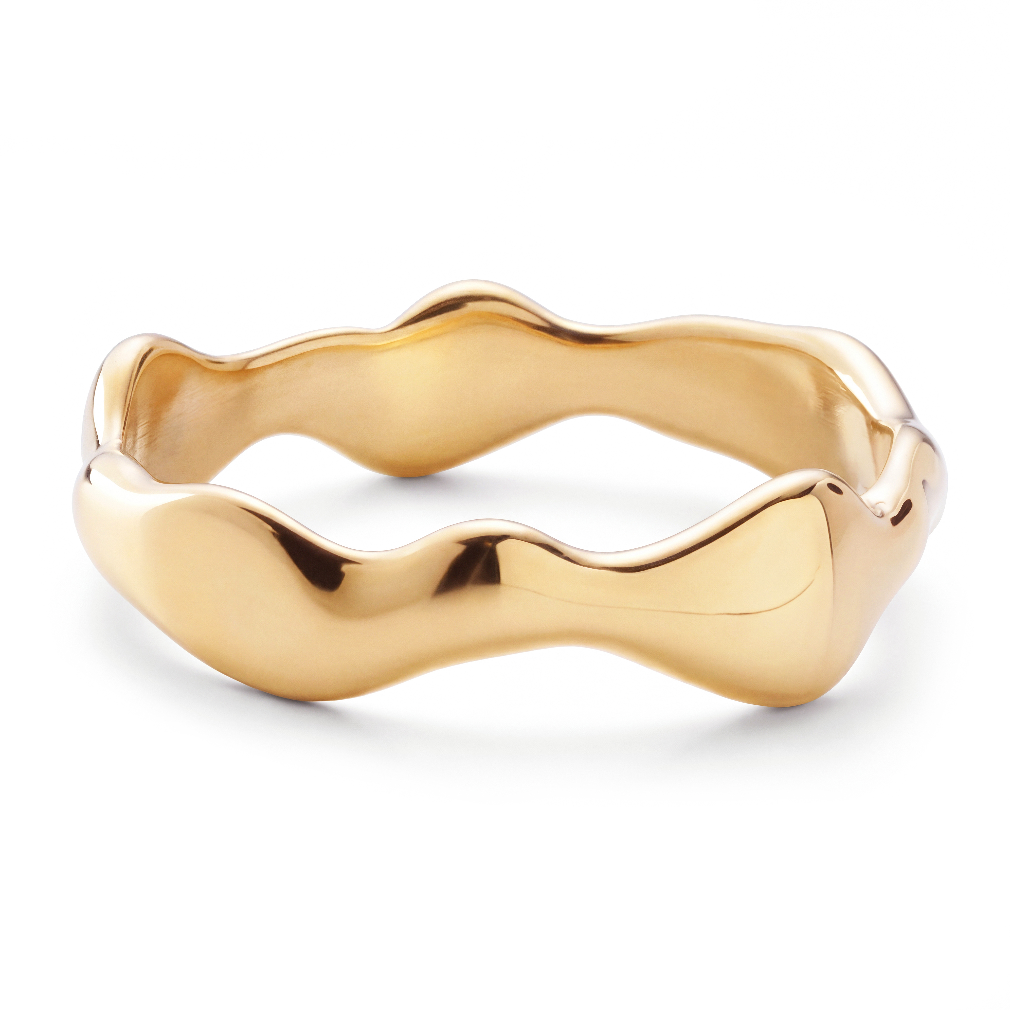 Magma | 6 mm goldfarbener Edelstahl Ring mit wellenförmigem Design - 2