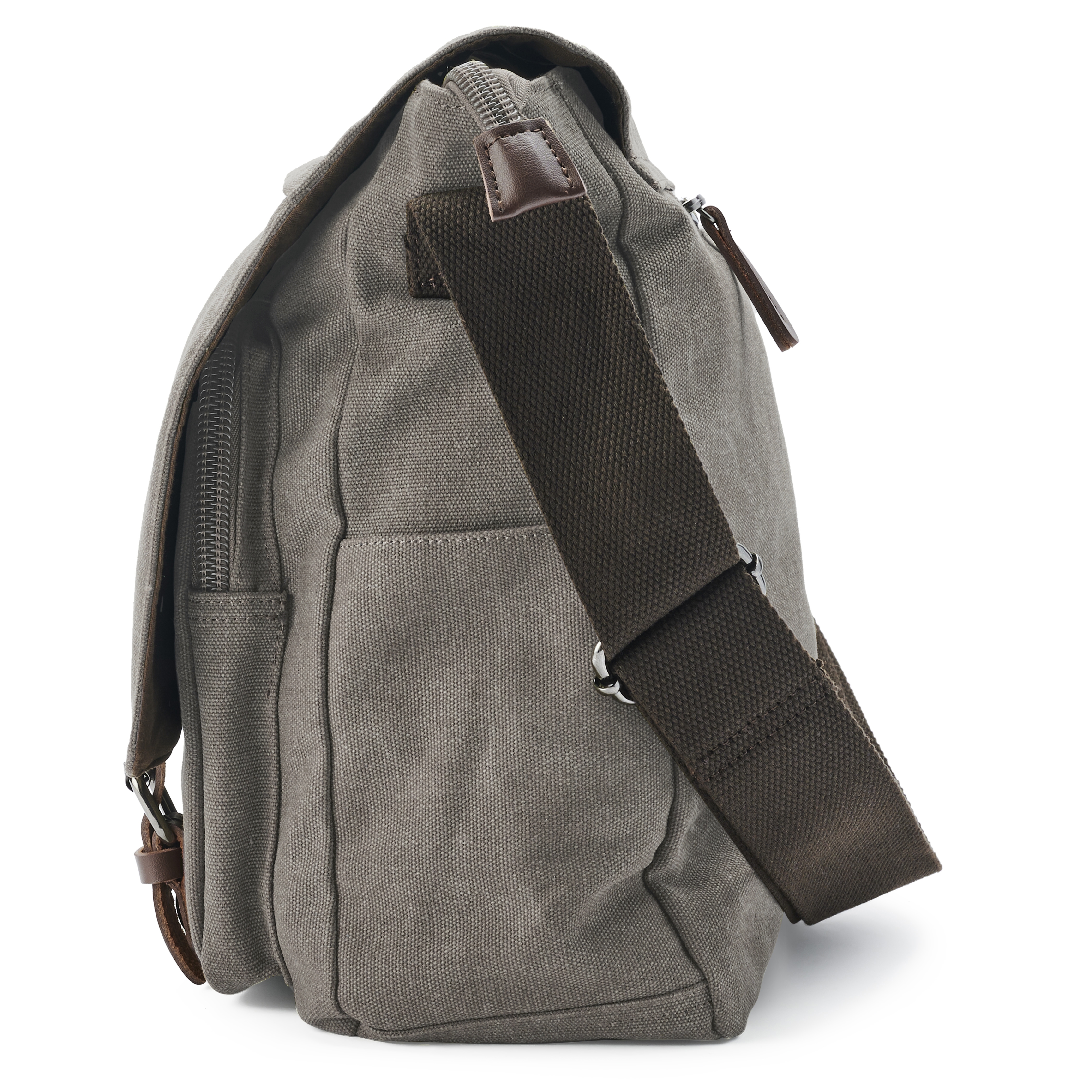 Metallic Gray Canvas Messenger Bag | In stock! | Trendhim