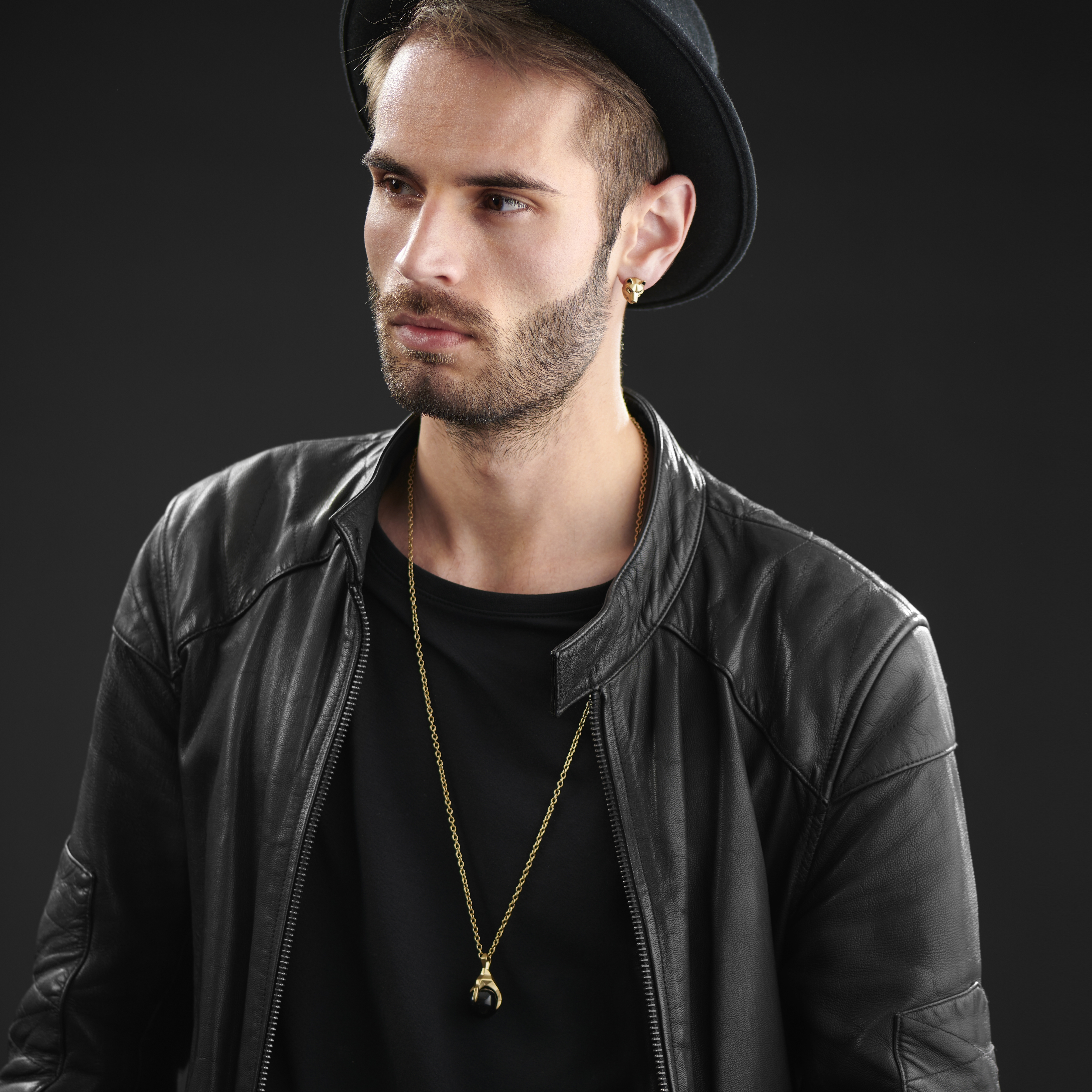 Jax  | Gold-Tone Wolf Stud Earring - 4