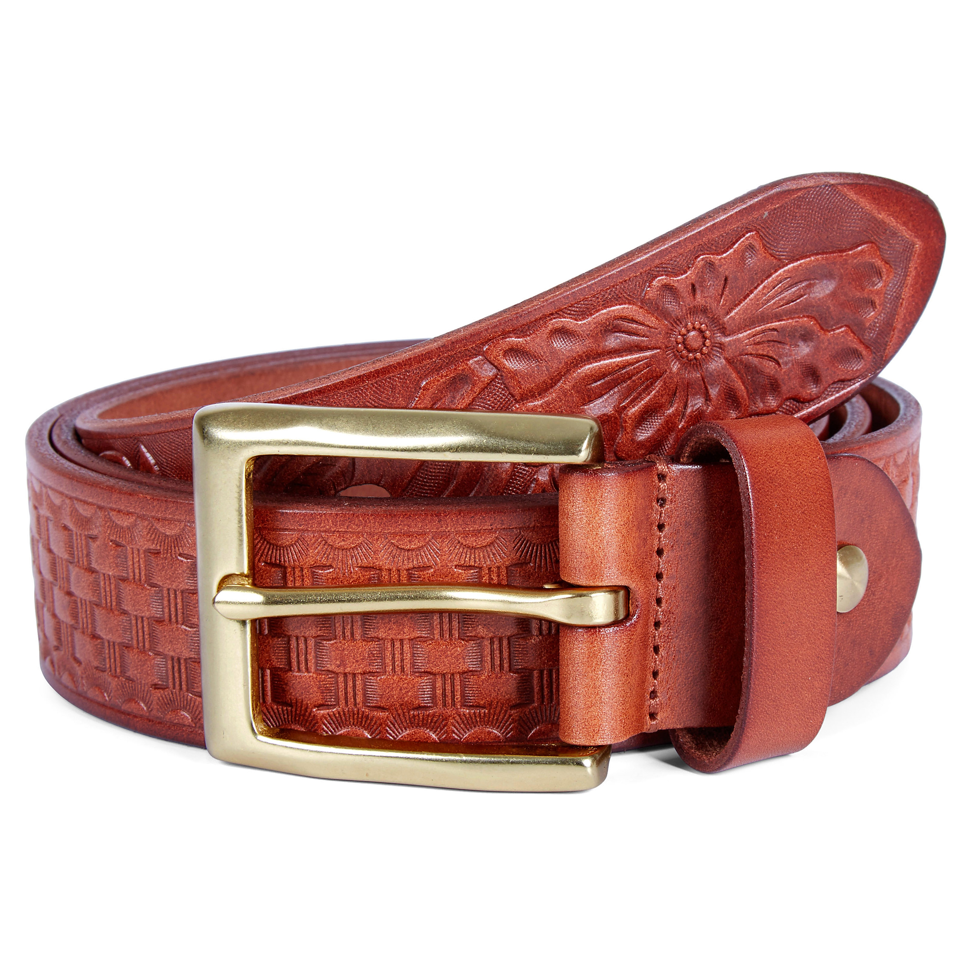 Brunt Vevd Teksturert Belte - 1