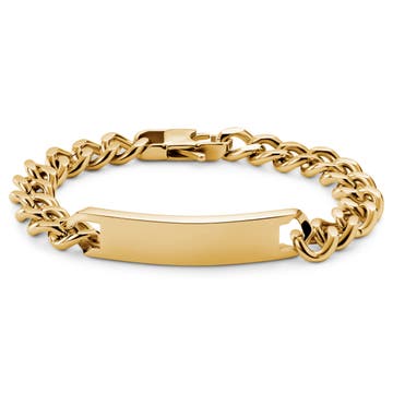 Nomen | Bracelet en acier doré avec plaque d'identification - 10 mm