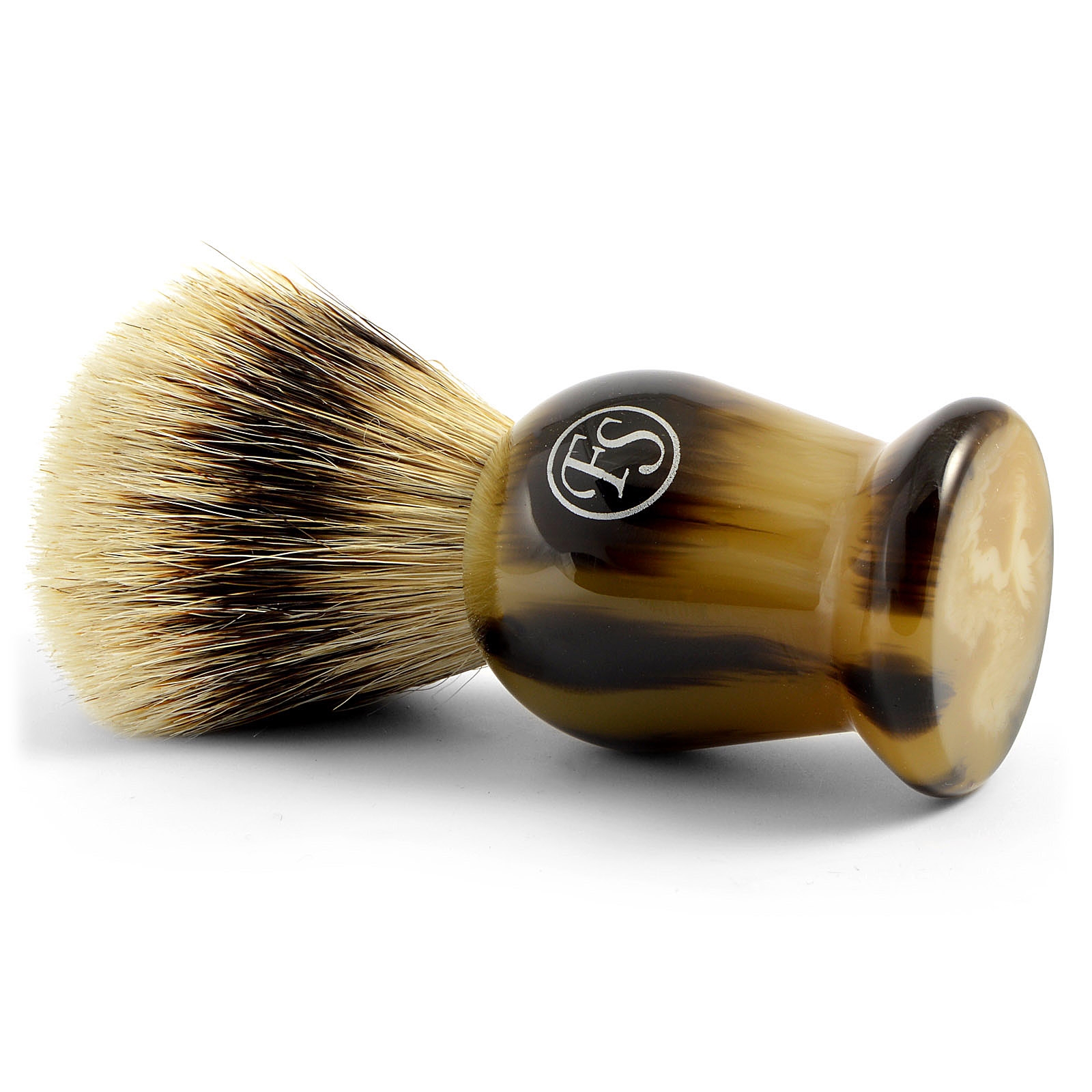 Brocha de afeitar punta de plata imitación cuerno - 2