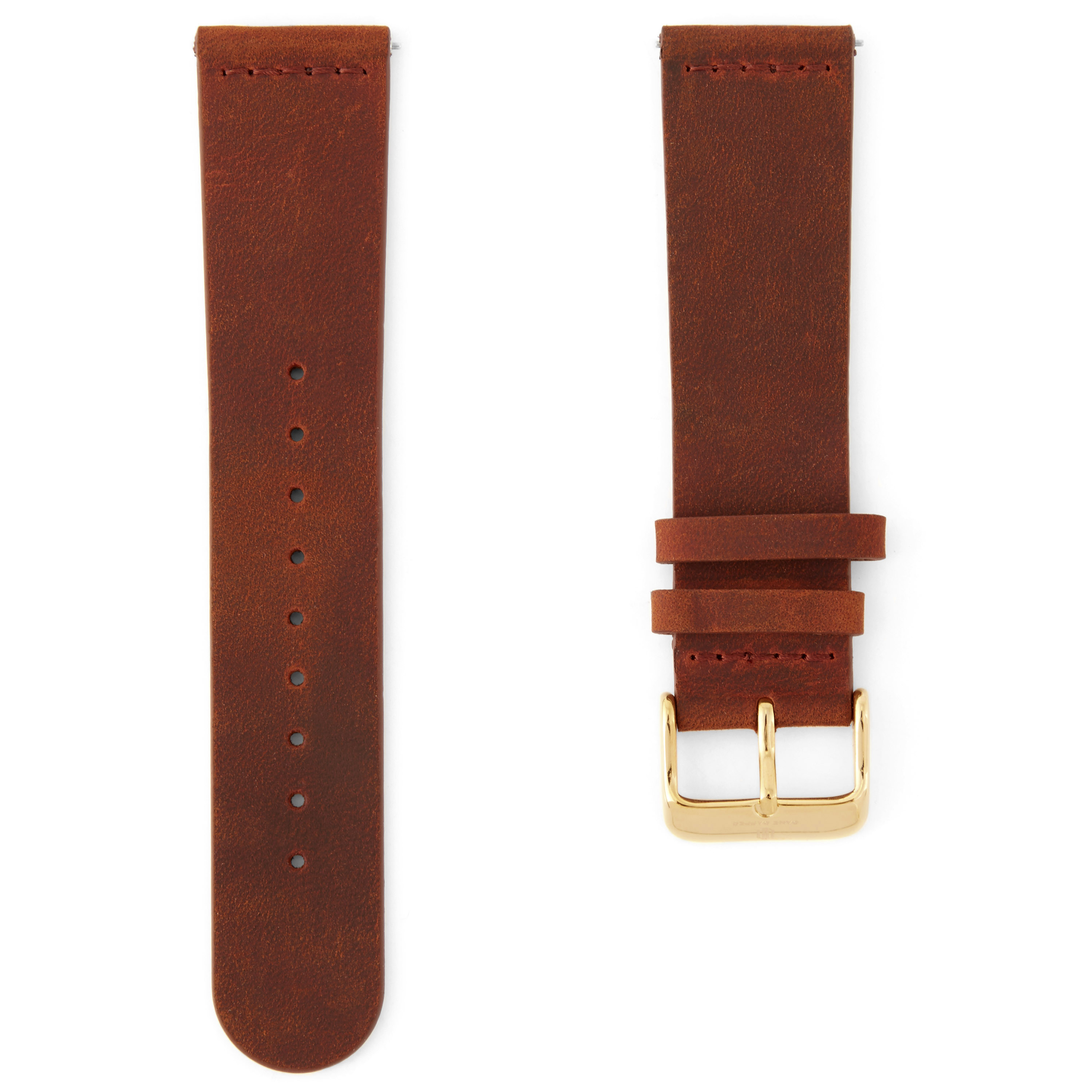 Orange Brown & Gold Buckle Watch Strap - 1