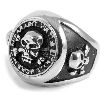 Silver-Tone & Black Stainless Steel Pirate's Life Ring