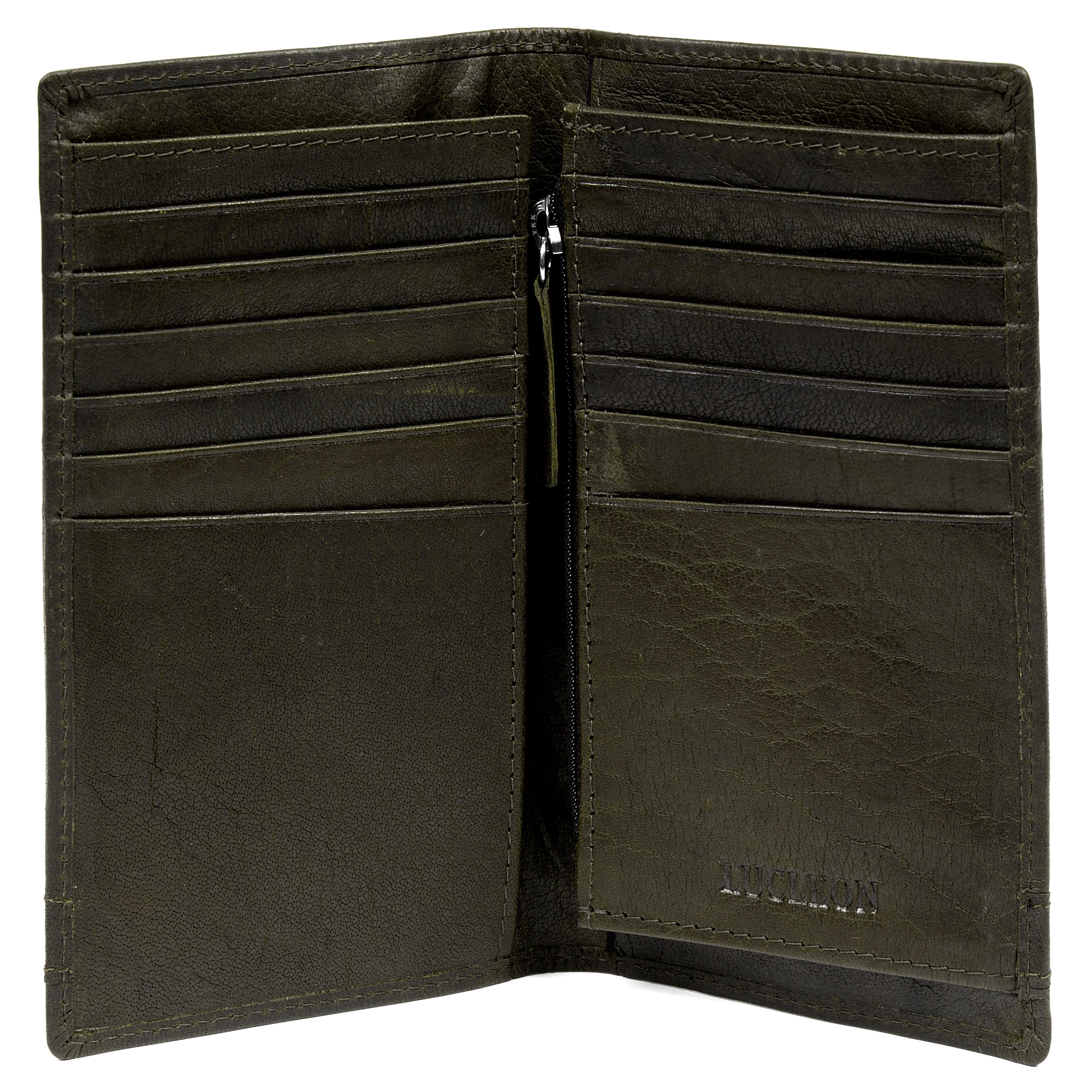 Montreal Langwerpige Olijfkleurige RFID Leren Portemonnee - 2