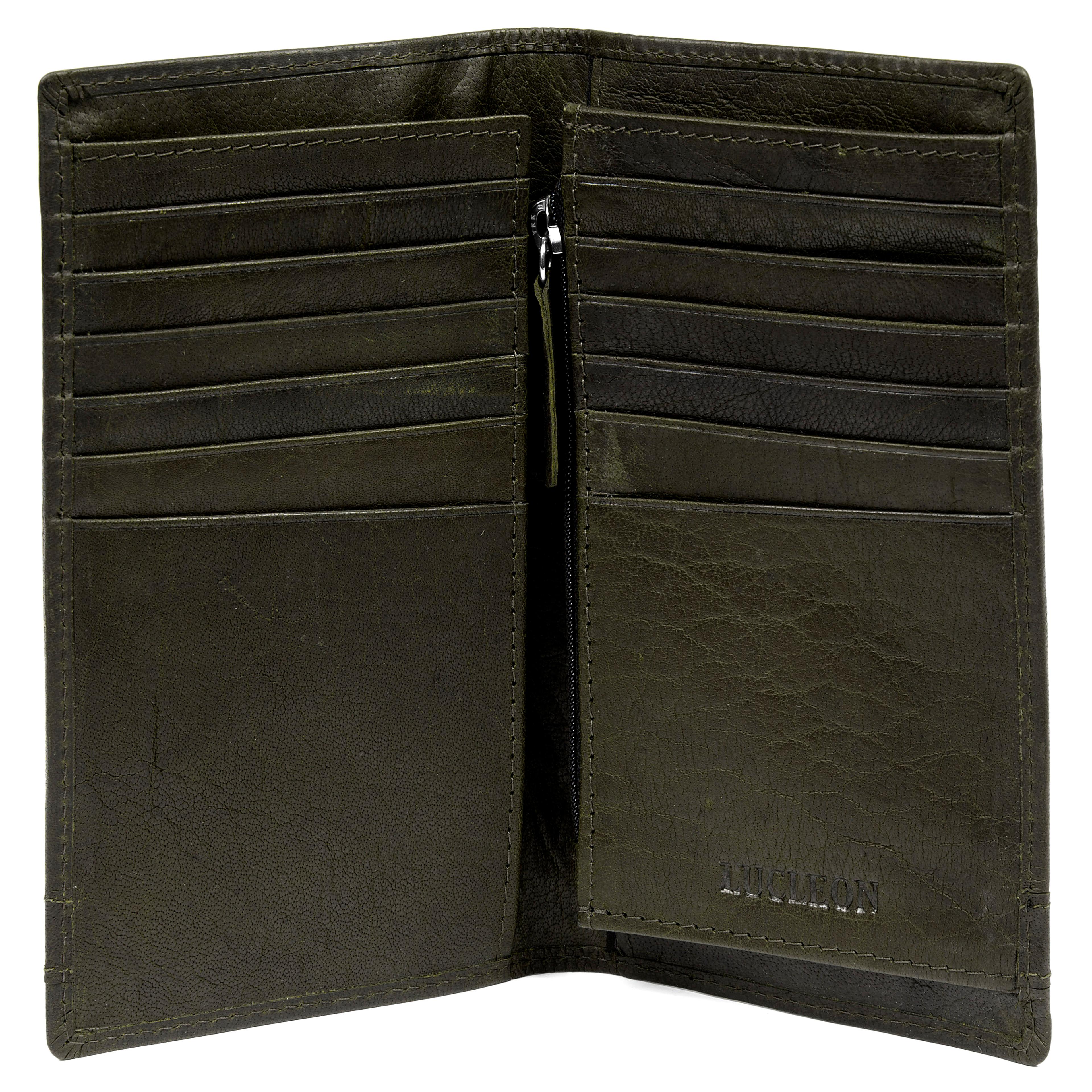 Montreal Long Olive RFID Leather Wallet - 2