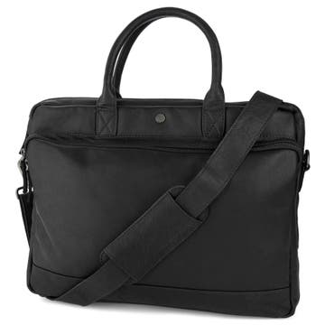 Oxford | Black Leather Laptop Bag