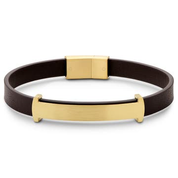 Nomen | Goldfarbenes und braunes Leder ID-Armband